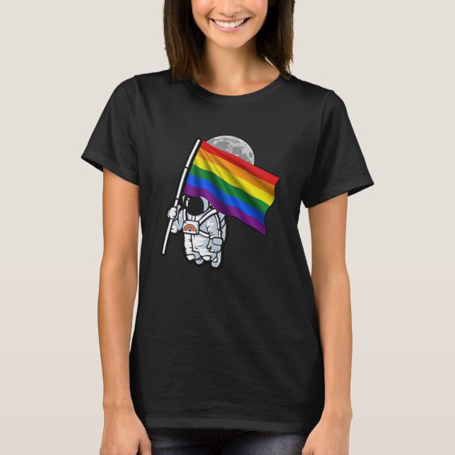 Camiseta Gay LGBT astronauta LGBT es la bandera del orgullo (Anverso)