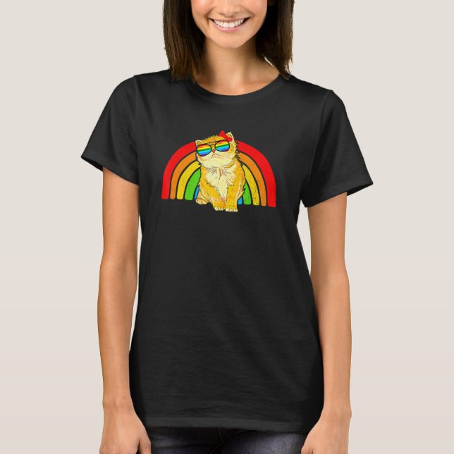 Camiseta Gay Lgbt Cat Stack Rainbow Gay Prite Cute Animal P (Anverso)