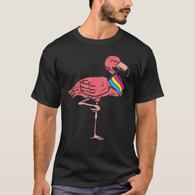 Camiseta Gay Lgbt Flamingo Cute Pansexual Flag Color Bird (Anverso)