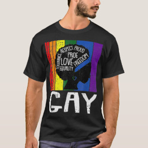 Camiseta Gay LGBTQ Mujer negra Afro Melanin Orgullo Arcoiri