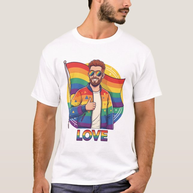 Camiseta Gay LOVE T-Shirt | Gay Pride Shirt for Men | LGBTQ (Anverso)