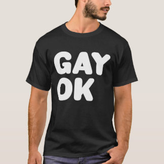 Camiseta GAY OK Gran Logo de texto LGBT Diseño blanco en ne