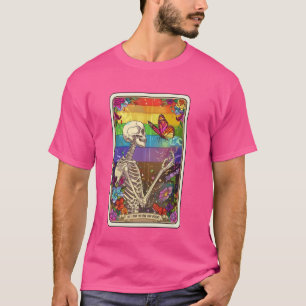 Camiseta Gay Orgullo Tarot Card Skeleton Orgullo Bandera Ar