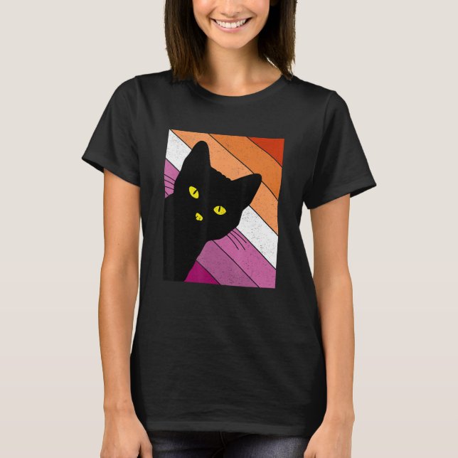 Camiseta Gay Pride Cat Lesbian Rainbow Flag LGBTQ Cat Mom C (Anverso)