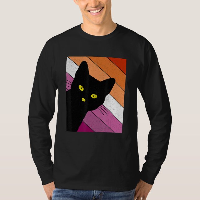 Camiseta Gay Pride Cat Lesbian Rainbow Flag LGBTQ Cat Mom C (Anverso)