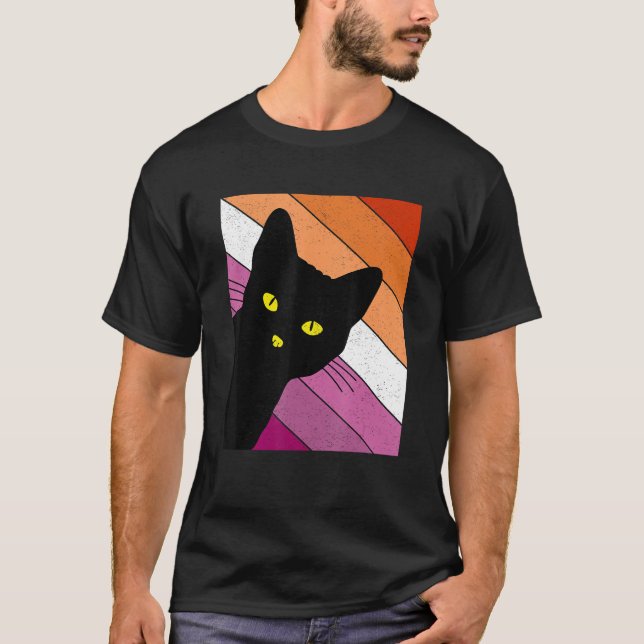 Camiseta Gay Pride Cat Lesbian Rainbow Flag LGBTQ Cat Mom C (Anverso)
