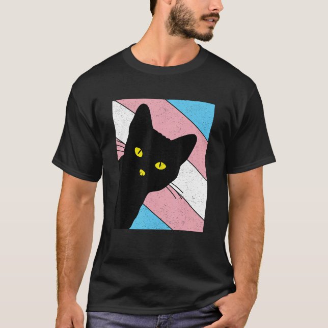 Camiseta Gay Pride Cat Transgender Rainbow Flag LGBTQ Cat M (Anverso)