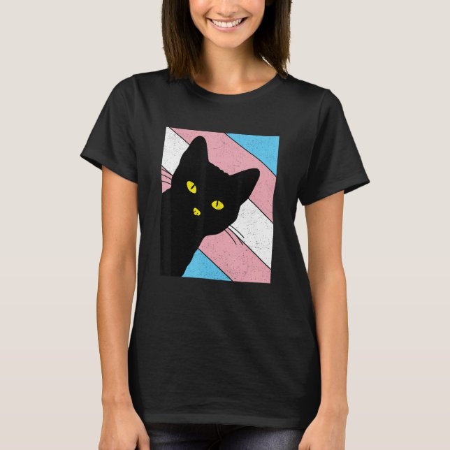 Camiseta Gay Pride Cat Transgender Rainbow Flag LGBTQ Cat M (Anverso)