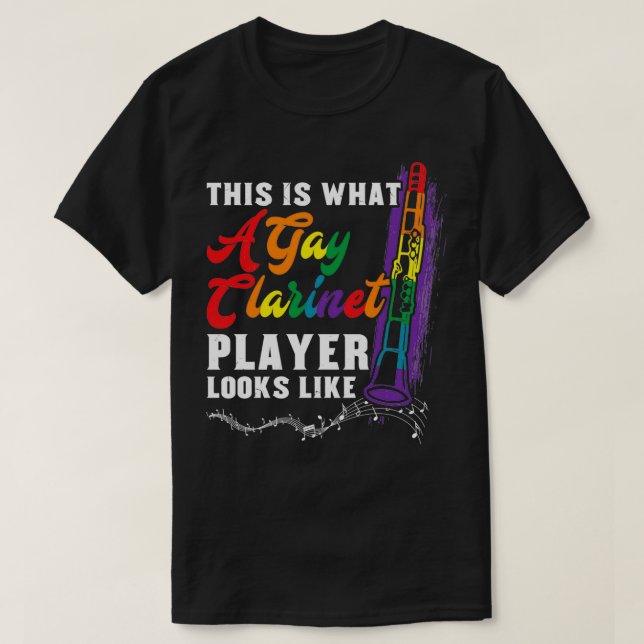 Camiseta Gay Pride Clarinet Jugador Instrumental (Diseño del anverso)