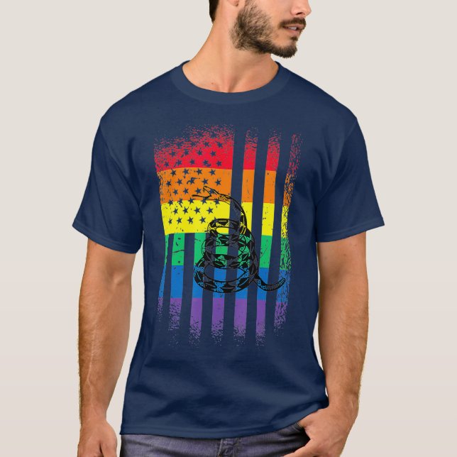 Camiseta Gay pride flag with Gadsden Flag Snake (Anverso)