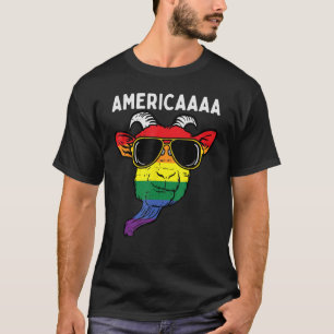 Camiseta Gay Pride Goat America Bandera Arcoiris Hombres Mu