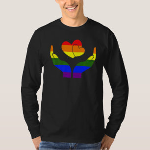 Camiseta Gay Pride Hand Heart Lgbt Q Guay Bandera Arcoiris 