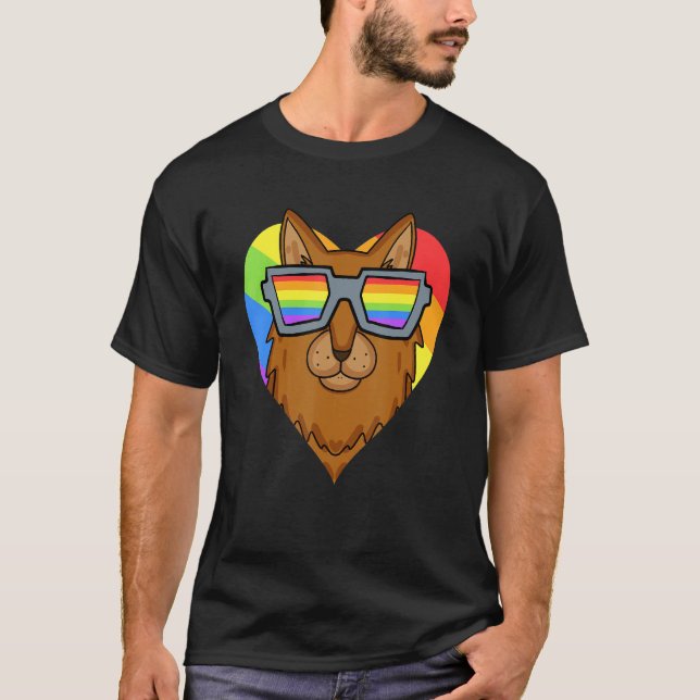 Camiseta Gay Pride LGBT Rainbow - Cat Breed Somali - LGBT H (Anverso)