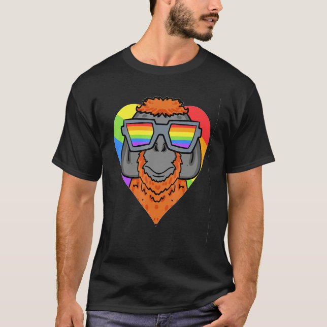 Camiseta Gay Pride LGBT Rainbow -Urangutan Monkey - LGBT He (Anverso)
