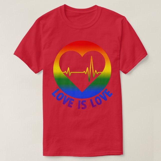 Camiseta Gay Pride Love is Love LGBT Heartbeat LGBTQ Lesbia (Diseño del anverso)
