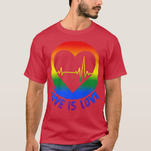 Camiseta Gay Pride Love is Love LGBT Heartbeat LGBTQ Lesbia