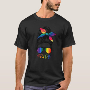 Camiseta Gay Pride Messy Bun Gafas De Sol Arcoiris Lgbtq Mu