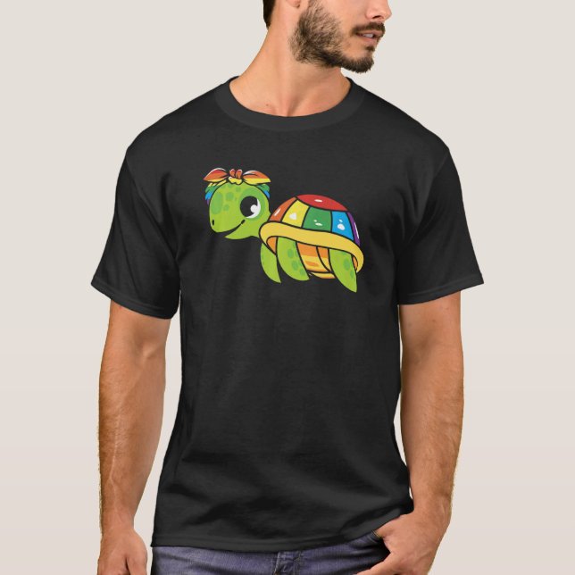 Camiseta Gay Pride Turtle LGBT Q Cute Animal Rainbow Pride  (Anverso)