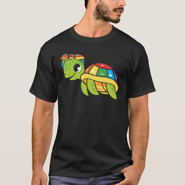 Camiseta Gay Pride Turtle LGBT Q Cute Animal Rainbow Pride  (Anverso)
