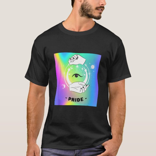 Camiseta Gay Pride Witchy Moon Tarot Card Rainbow Eye LGBTQ (Anverso)