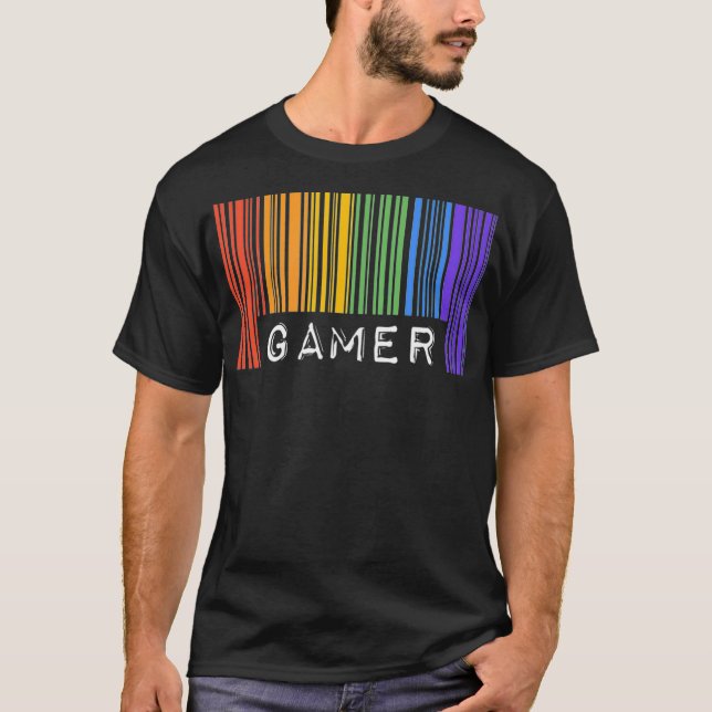 Camiseta Gay Queer Barcode Pride Gamer Videojuegos Aestheti (Anverso)