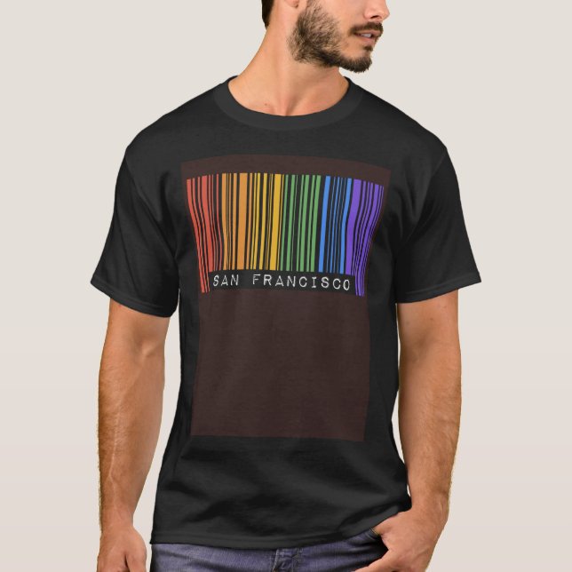 Camiseta Gay Queer Barcode Pride San Francisco California A (Anverso)