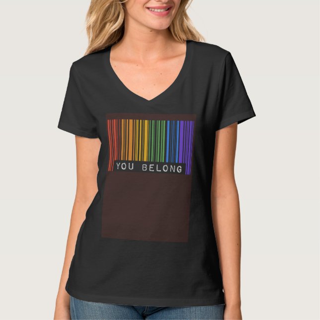 Camiseta Gay Queer Barcode Pride You Belong Ally Aesthetic  (Anverso)