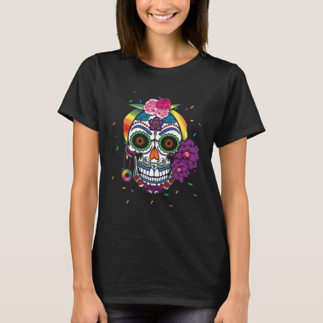 Camiseta Gay Rainbow El Dia De Los Muertos LGBTQ LGBT Pride (Anverso)