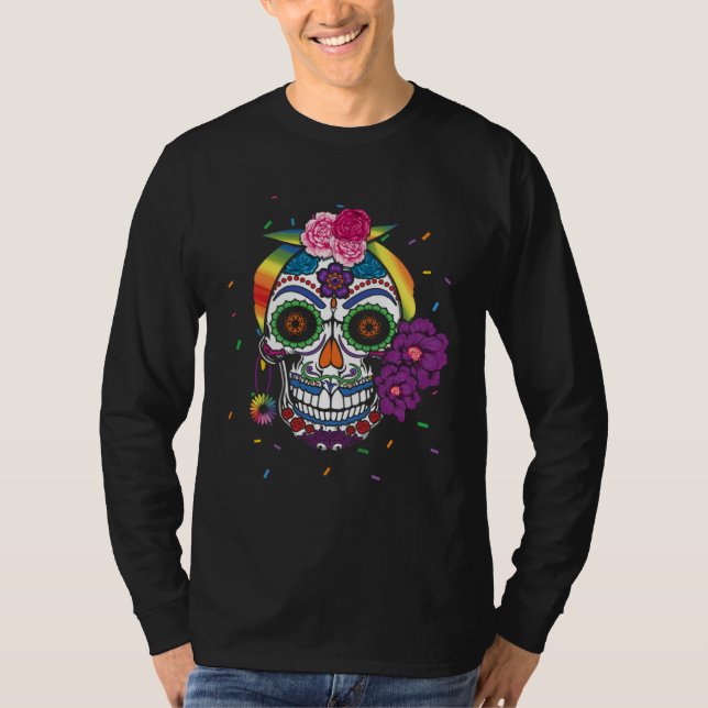Camiseta Gay Rainbow El Dia De Los Muertos LGBTQ LGBT Pride (Anverso)