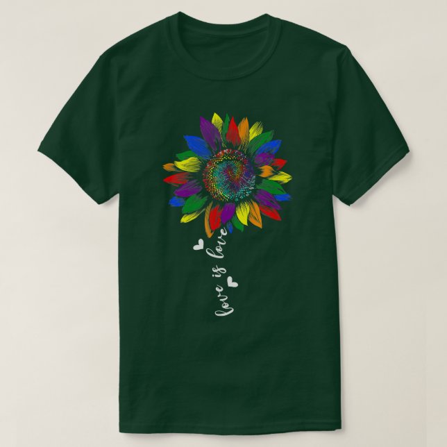 Camiseta Gay Rainbow Sunflower Love Is Love Lesbian LGBT Pr (Diseño del anverso)