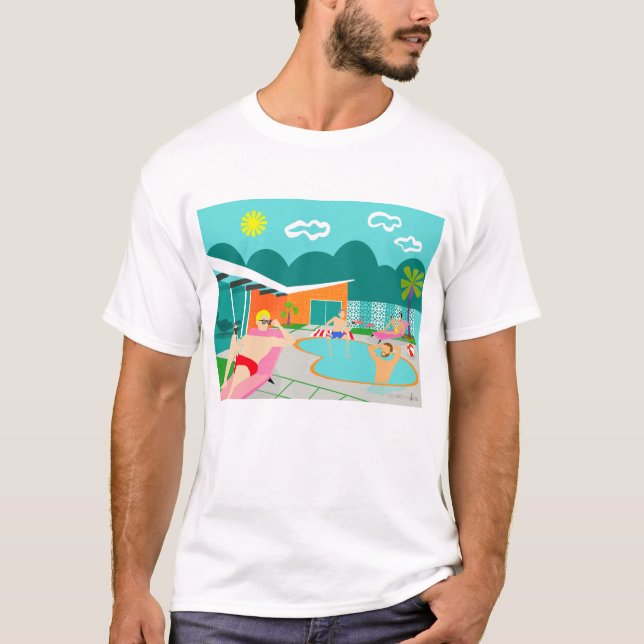 Camiseta gay retra de la fiesta en la piscina (Anverso)