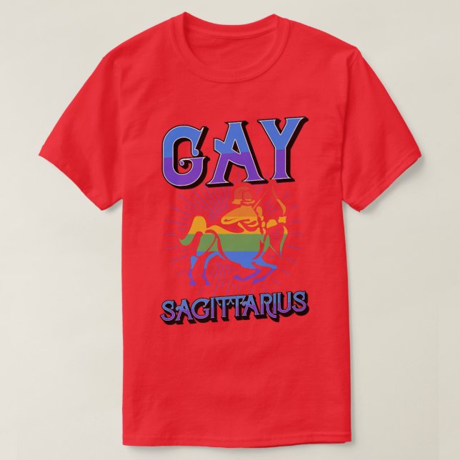 Camiseta Gay Sagittarius Zodiac Rótulo Cumpleaños Horoscope (Diseño del anverso)
