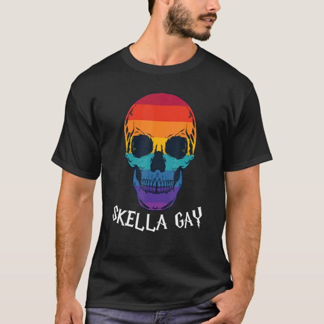Camiseta Gay Skeleton Halloween Costume  Skull LGBTQ Pride (Anverso)