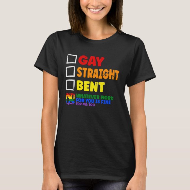 Camiseta Gay Straight Bent LGBTQ+ Ally Pride Mes homosexual (Anverso)