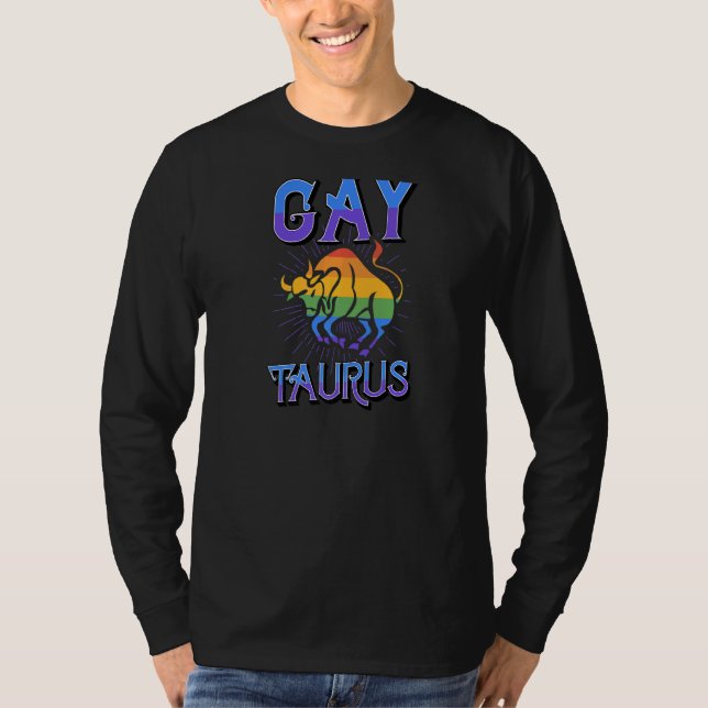 Camiseta Gay Taurus Zodiac Rótulo Cumpleaños Horoscopio Con (Anverso)