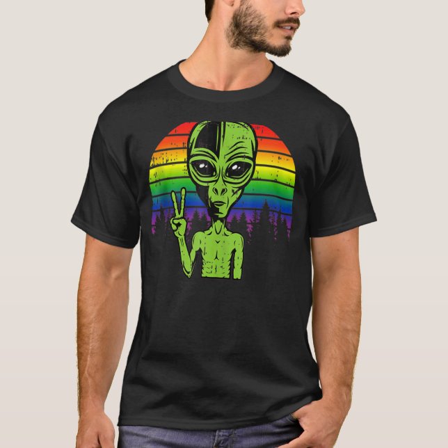 Camiseta Gaylien Alien Lgbt Orgullo Gay Bandera Arcoiris Uf (Anverso)