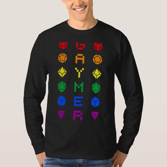 Camiseta Gaymer D20 Rainbow Dice Lgbt Orgullo Gay Gamer (Anverso)