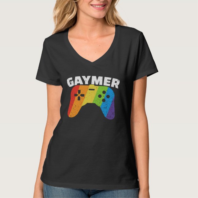 Camiseta GayMer Gay Flag In Controler LGBT Gay transgender  (Anverso)