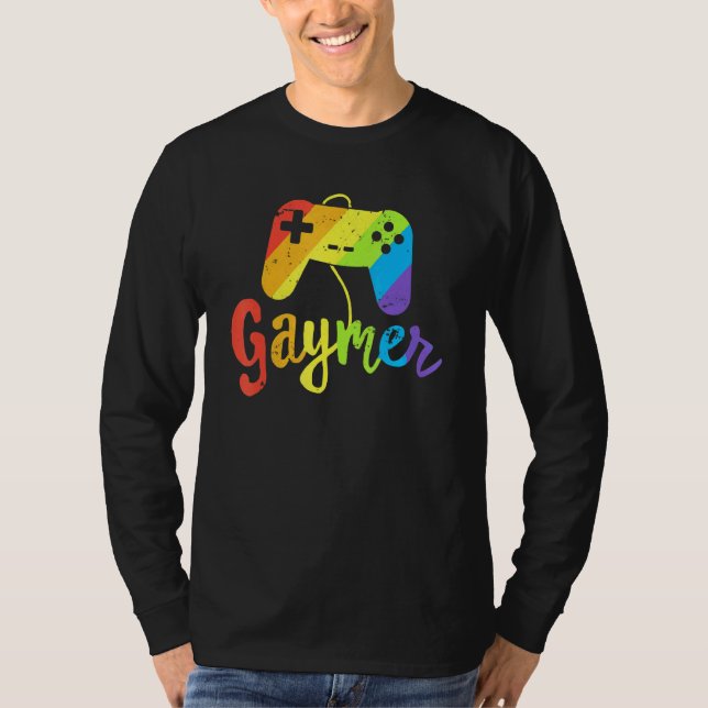 Camiseta Gaymer Gay Gamer Lgbt Orgullo Marcha del Arcoiris  (Anverso)