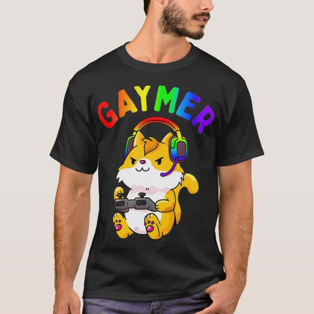 Camiseta Gaymer Gay Pride Bandera Gamer Video Juego LGBTQ C (Anverso)