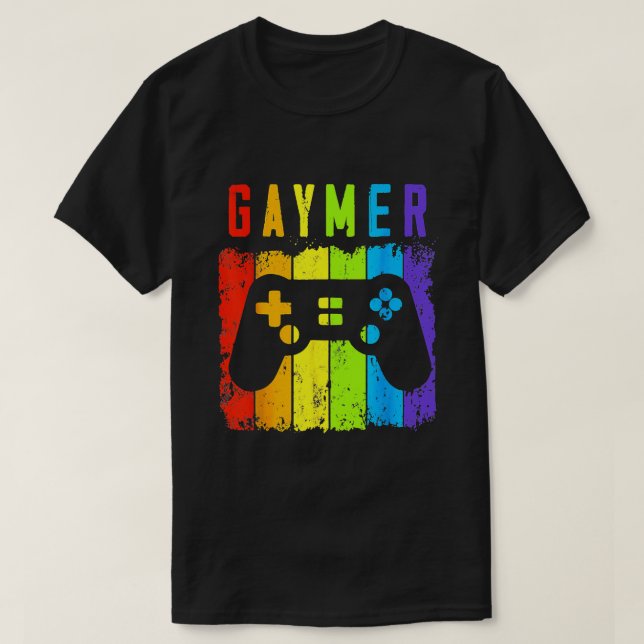Camiseta Gaymer LGBT Gamer Orgullo gay Rainbow Gamepad 1 (Diseño del anverso)