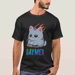 Camiseta Gaymer LGBT Gato Orgullo Arcoíris Amantes De Video