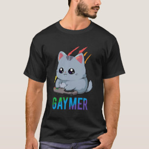 Camiseta Gaymer LGBT Gato Orgullo Arcoíris Amantes De Video