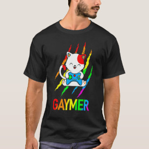 Camiseta Gaymer Lgbt Gato Orgullo Arcoíris Videojuego