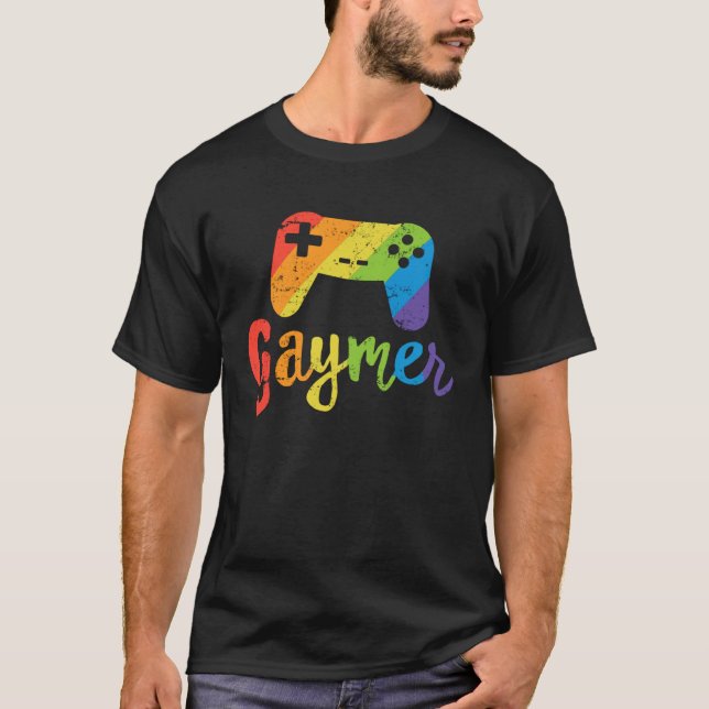 Camiseta Gaymer LGBT Rainbow Pride Parade March Rally Gamer (Anverso)
