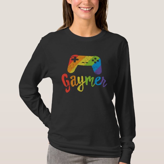 Camiseta Gaymer LGBT Rainbow Pride Parade March Rally Gamer (Anverso)