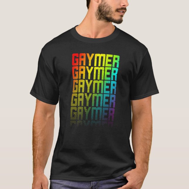Camiseta Gaymer Lgbtq+ Gay Pride arcoiris Texto Desvanecido (Anverso)