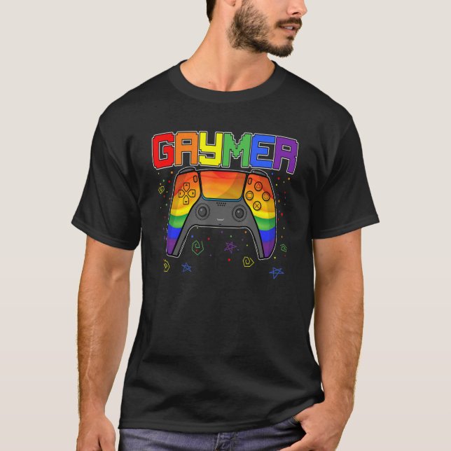 Camiseta Gaymer Lgbtq Orgullo Gay Mes Juego de Video Juego  (Anverso)