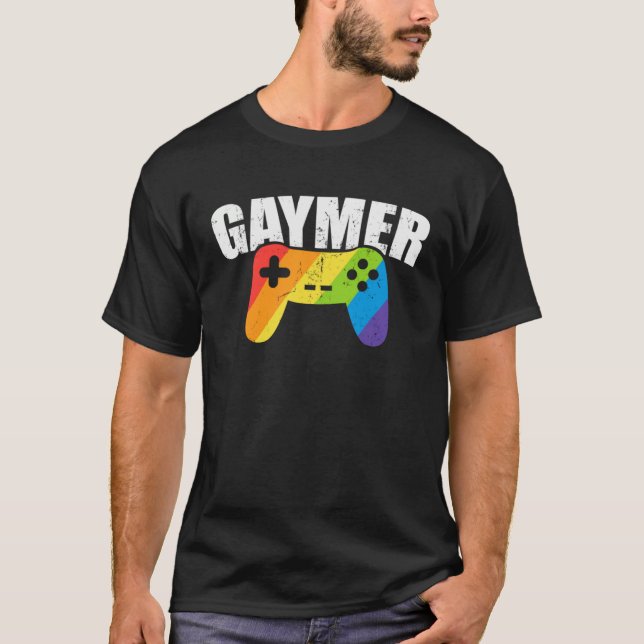 Camiseta Gaymer LGBTQ Rainbow Flag Video Gamer Gay Pride Eq (Anverso)