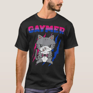 Camiseta Gaymer Purride Cat Video Game Gamer Bisexual LGBTQ